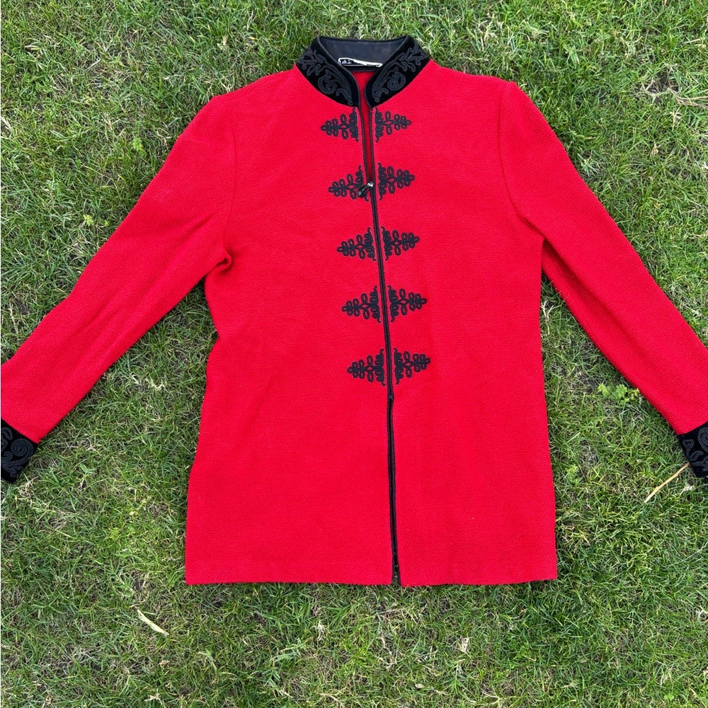 St. John Collection Red Blazer with Black Details